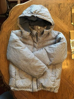 Baby Gap Down Coat M 7-8 w/NWT Mittens M 7-8 Winter Jacket Blue Ditsy Floral - Image 1 of 4