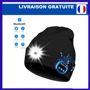 Bonnet Bluetooth 5.0 chaud avec LED | Casque stéréo sans fil & micro intégré - Imagen 1 de 9