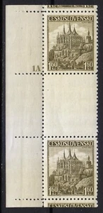 Czechoslovakia 1937 MNH Mi 386ZS Sc 240 Saint Barbara's Church, Kutná Hora 1A ** - Picture 1 of 2