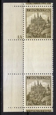 Czechoslovakia 1937 MNH Mi 386ZS Sc 240 Saint Barbara's Church, Kutná Hora 1A ** - Image 1 of 2