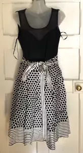 City Chic So Sweat Women's Black & White Spotted & Striped Dress Size S NWT - Picture 1 of 15