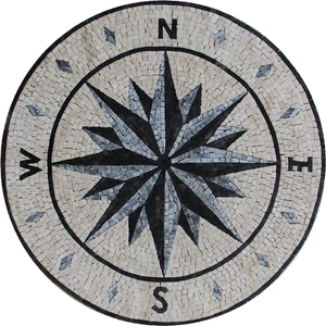Mosaic Marble Colorful Compass Medallion Home Pool Design - Picture 1 of 1