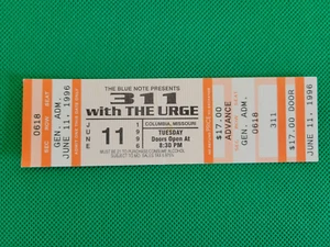 Unused 311 Concert Ticket Stub with The Urge June 11, 1996 Columbia Missouri - Picture 1 of 4