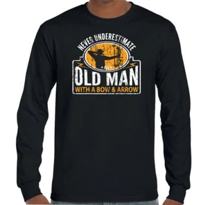 Archery T-Shirt Bow Arrow Mens Funny Archer Never Underestimate an Old Man With - Picture 1 of 2