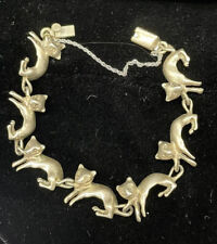 Vintage Mexican Sterling Silver Cat Kitty Link Bracelet
