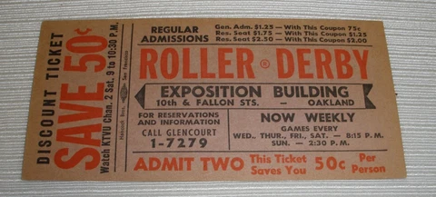 Roller Derby Ticket Vintage Cover