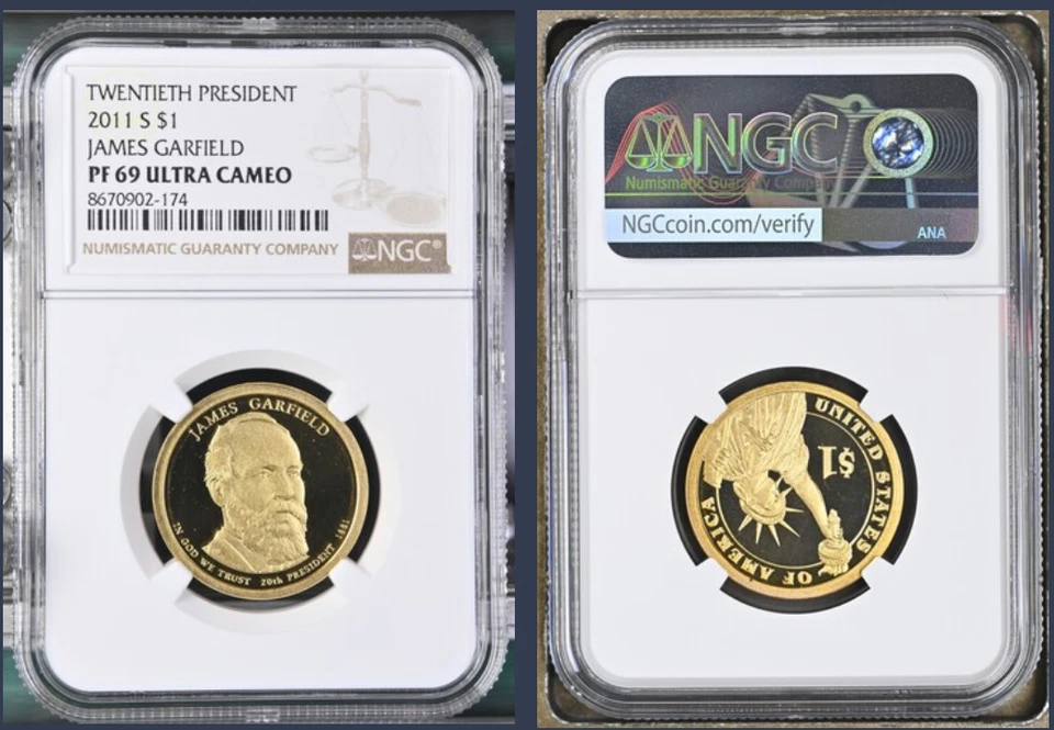 2011-S James Garfield 20th President Dollar.  NGC PF-69 Ultra Cameo. *FRESH SLAB - Image 1 of 1