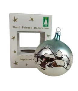 Trim a Home Ornament handbemalt Importglas Glitzer Schnee Winter Vintage - Bild 1 von 10