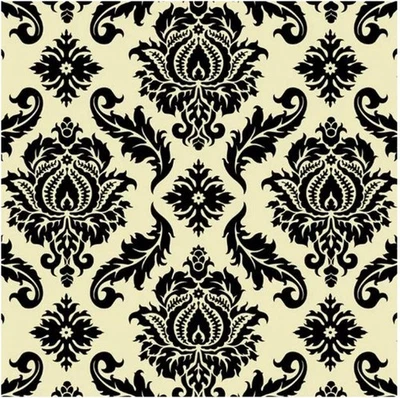 Joel Dewberry Free Spirit AVIARY 2 DAMASK FABRIC 2.5 yds Cream Black - Image 1 of 4
