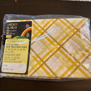Fundas de almohada estándar vintage Sears Medley Mates a cuadros II percal Perma-Prest - Imagen 1 de 5