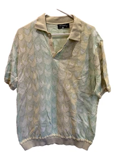 St. Croix Shop Short Sleeve Polo Green Yellow Chevron Size XLarge Vintage - Picture 1 of 6