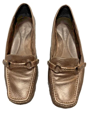 Liz Claiborne Anette Loafers, Women's Sz 9.5, Brushed Metallic, Leather Uppers - Image 1 of 4