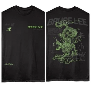 Bruce Lee Mens T-Shirt LARGE DRAGON 2 Sided New Licensed Black Cotton SM - 5XL - Picture 1 of 5