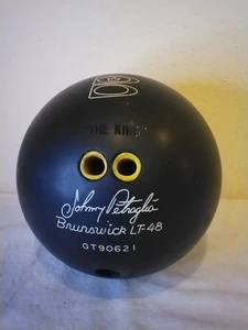 Johnny Petraglia LT-48 Cursive Black Brunswick Used Bowling Ball 12.4 lb Rubber - Picture 1 of 5