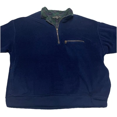 Suéter Vintage Banana Republic Cuarto Cremallera Vellón Talla XL Franela Forrado Azul Foto 1 de 4