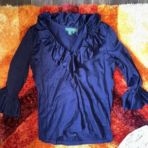 Vintage Ralph Lauren Country Langarm Pullover Navy Sailor Top - Damen S - Bild 1 von 4