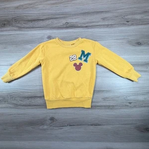 Disney Mickey Mouse Yellow Sweatshirt Kids Size 2T Graphic Print Long Sleeve - Picture 1 of 7