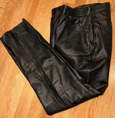 Women’s Black Leather High Rise Gallery Echtes Leder Motorcycle Pants Sz - 10 - Image 1 of 4
