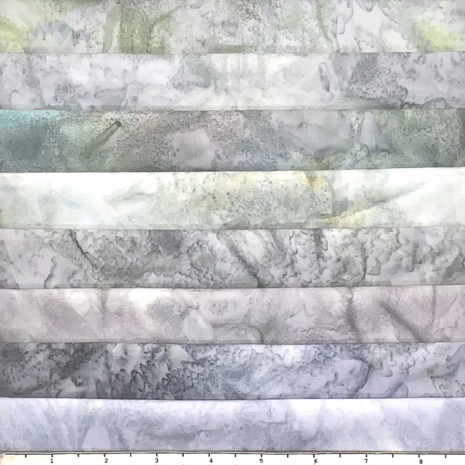 Lote de 8 cuartos de grasa tonos grises pinturas a mano tela Lunn paquete FQ 100 % algodón Foto 1 de 4