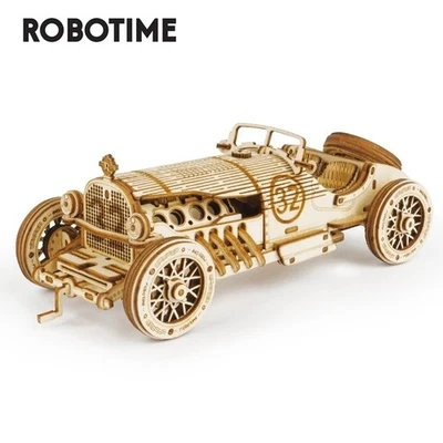 ROKR Robotime Zug Modell 3D Holzpuzzle Spielzeug Lok Grand Prix Auto Bausatz