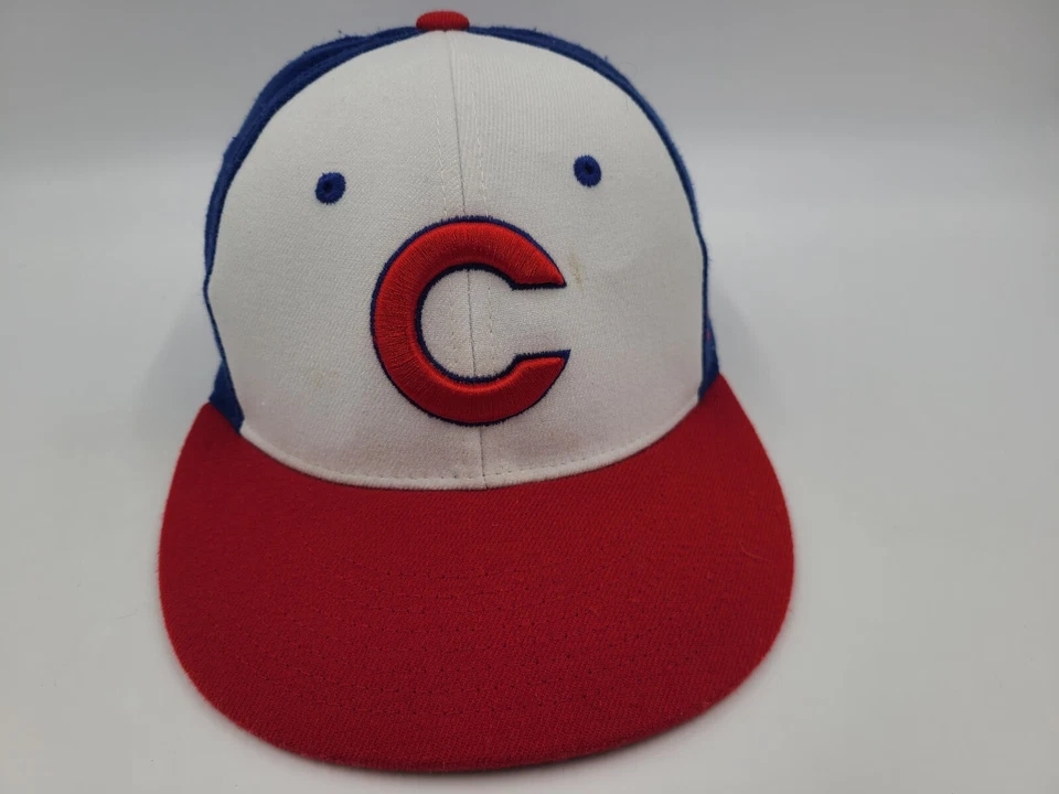 Chicago Cubs "Post 57" Zephyr Fitted XL Hat Cap Men MLB Baseball White Blue Red - Image 1 of 4