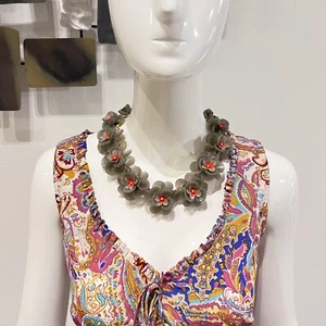 Vintage J. Crew 3D Floral Lucite Cluster/ Acrylic Statement Collar Necklace NWOT - Picture 1 of 16