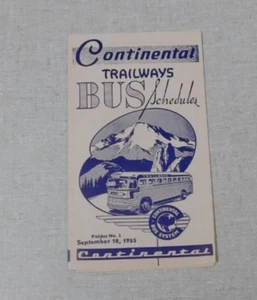 1955 Continental Trailways autobus orario passeggeri Denver Grand Junction Salt L. - Foto 1 di 3