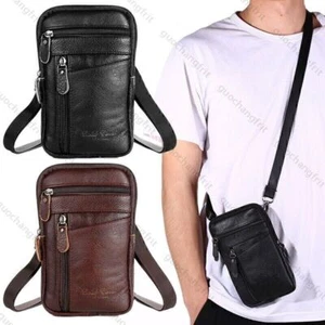 Herren Leder Handytasche Gürteltasche Schulter Crossbody Hüfttasche Handtasche - Bild 1 von 11
