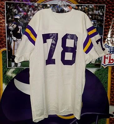 CAMISETA BLANCA DE STEVE RILEY #78 DE LOS VIKINGOS DE MINNESOTA USADA EN EL JUEGO AÑOS 70 Foto 1 de 4