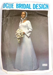 Vogue Bridal Gown Pattern Sz 14 A Line High Waist Sleeve Options 1960s #2253 - Picture 1 of 7