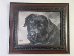 Paining signed by Everly Black Labrador Retriever dog 16x19’ - Picture 1 of 10