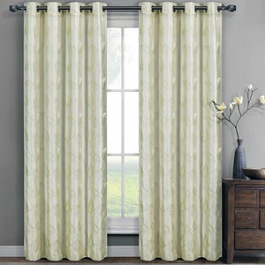 2 Panels 52" Wide Olivia Embroidered Lined Grommet Window Drapes & Curtains - Picture 1 of 9