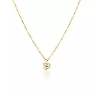 0.22ct Round Bezel Set Lab Grown Diamond 18in 14k Yellow Gold Chain Necklace SI1 - Picture 1 of 4