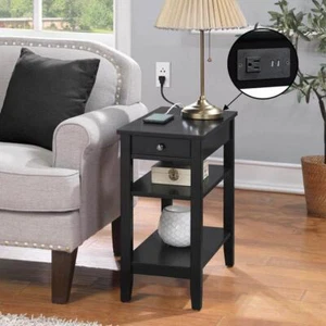 Convenience Concepts End Table 11.25"x24"x23.5" Wood Rectangular Black Finish - Picture 1 of 8