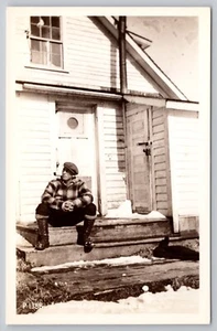 1940s EPPC Unalaska, Alaska -A Sourdough -Handsome Man Smoking Pipe UNP Postcard - Picture 1 of 4