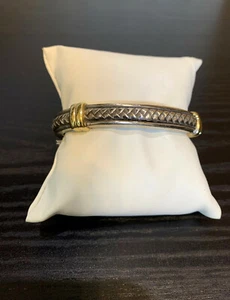 Scott Kay .925 & 18KT Gold Basket Weave 63.4 Gram Bracelet - Picture 1 of 11