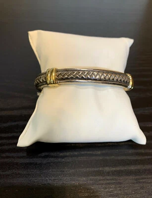 Scott Kay .925 & 18KT Gold Basket Weave 63.4 Gram Bracelet - Image 1 of 4