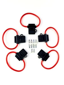 5 Pack) 8 Gauge ATC In-line Fuse Holder + 25A AMP Fuse w/Cover Car Truck Install - Picture 1 of 2