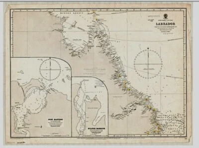 VINTAGE  ADMIRALTY CHART. No.1422. LABRADOR, CANADA. 1922. Edition. - Image 1 of 4
