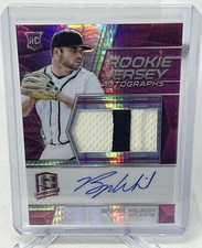 2019 Panini Spectra Neon Pink #144 Bryse Wilson RPA Rookie PATCH RELIC AUTO /49