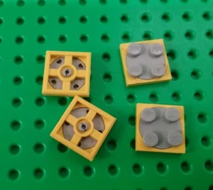 Lego 2x2 Stud Yellow Base Swivel Round Spin Grey Plate Space Turntable 4 pieces - Picture 1 of 4