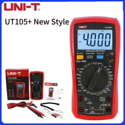 Digital Automotive Multimeter UNI-T UT105+ AC DC Ohmmeter DWELL Angle RPM Tester - Image 1 of 4