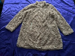 Rockmans Coat Jacket Womens 14 XL Brown Mink Minky Soft Teddy Snap Closure - Picture 1 of 9