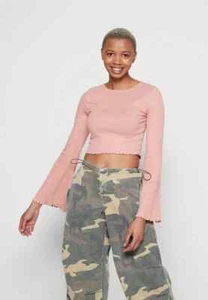 Urban Outfitters BDG y2k mellon/salmon cropped wide sleeve top size S NWT - Picture 1 of 7