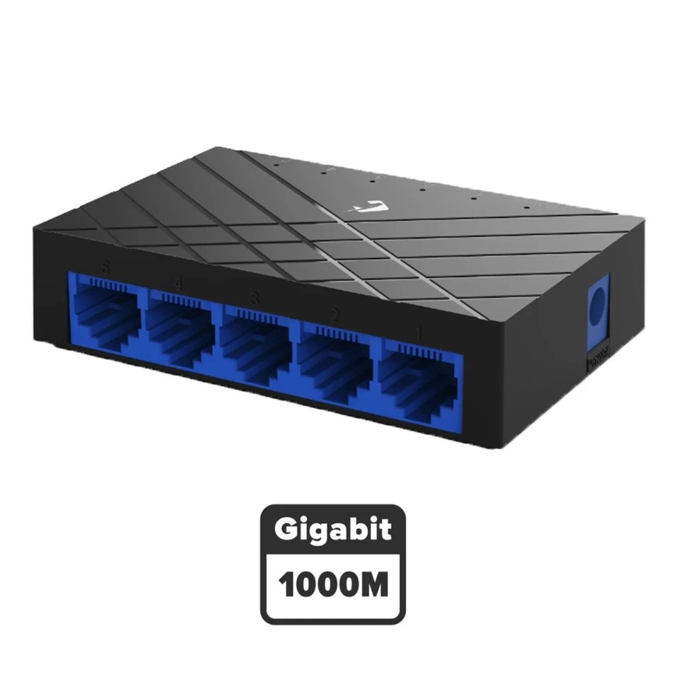 Gigabit 5 Port RJ-45 LAN Duplex Ethernet Switch Hub 10/100/1000mbps - Image 1 of 4