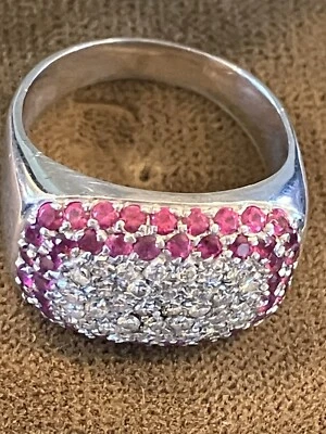 Large Ruby & Diamond 18k WG Ring, 48 Rubies & 32 Diamonds, 2.22 TCW (Ret. $2795) - Image 1 of 4