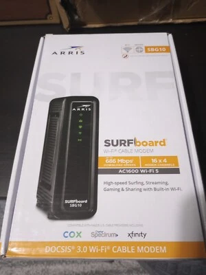 Cable módem ARRIS SURFboard SBG10 DOCSIS 3.0 16 x 4 Gigabit y AC1600 Wi-Fi Foto 1 de 2