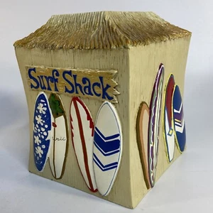 DEAN MILLER Surf Shack Tissue Box Holder Tiki Hut Surfboard Beach Ocean Hawaii - Picture 1 of 11