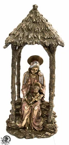 Statue bronziert Maria mit Kind Krippe groß coloriert christlich religiös 1759 - Bild 1 von 6