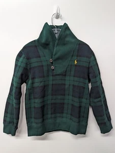Polo Ralph Lauren Boy's Sweater Shawl-Collar Plaid Pullover Sweatshirt Size 6 - Picture 1 of 8